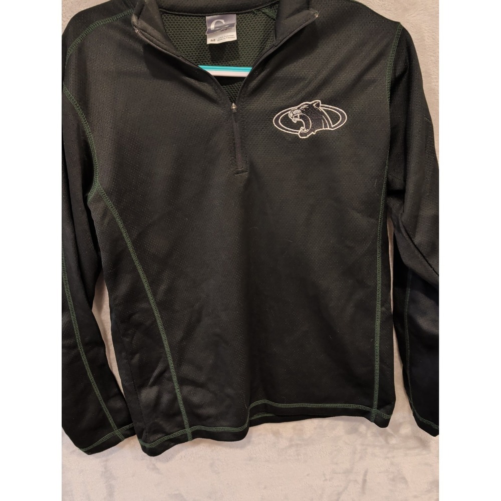 Champion C9 1/4 Zip Pullover Black Athletic Top Panther Logo Mens M